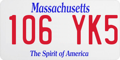 MA license plate 106YK5