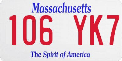 MA license plate 106YK7