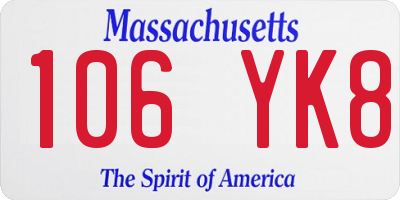 MA license plate 106YK8