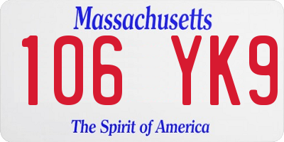 MA license plate 106YK9