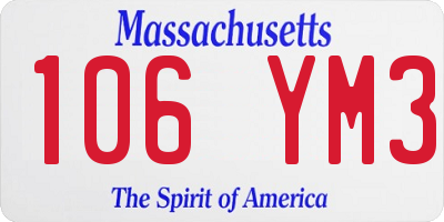 MA license plate 106YM3