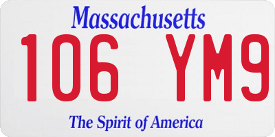 MA license plate 106YM9