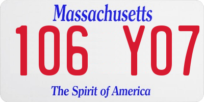 MA license plate 106YO7