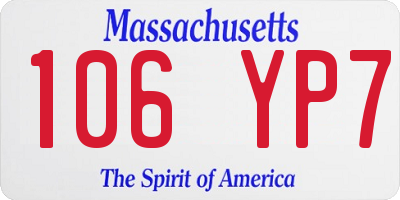 MA license plate 106YP7