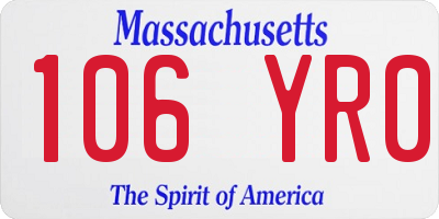 MA license plate 106YR0