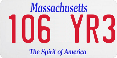 MA license plate 106YR3