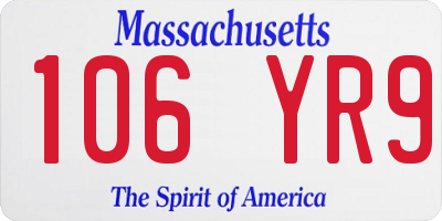 MA license plate 106YR9