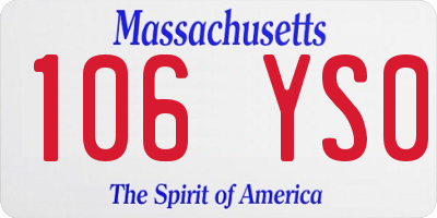 MA license plate 106YS0