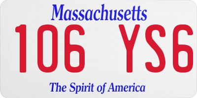 MA license plate 106YS6