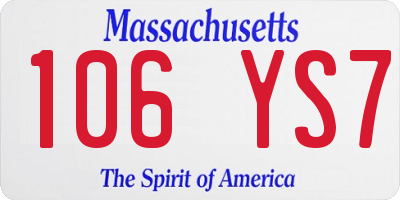 MA license plate 106YS7
