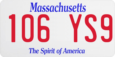 MA license plate 106YS9
