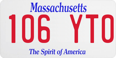 MA license plate 106YT0
