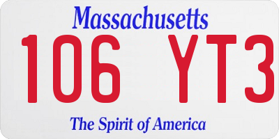 MA license plate 106YT3