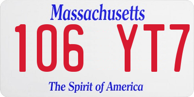 MA license plate 106YT7