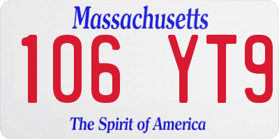 MA license plate 106YT9