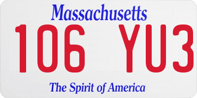 MA license plate 106YU3