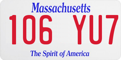 MA license plate 106YU7