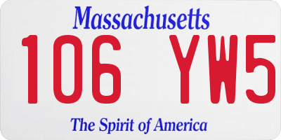 MA license plate 106YW5