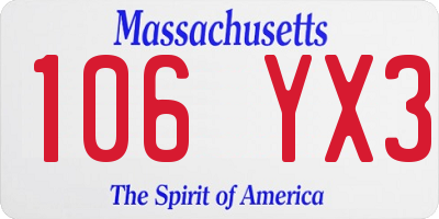 MA license plate 106YX3