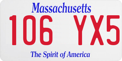 MA license plate 106YX5