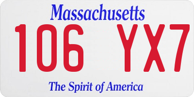 MA license plate 106YX7