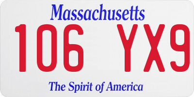 MA license plate 106YX9