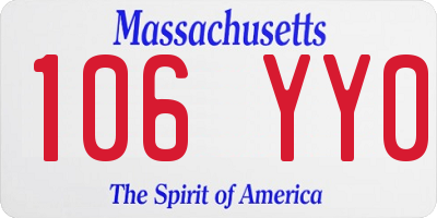 MA license plate 106YY0