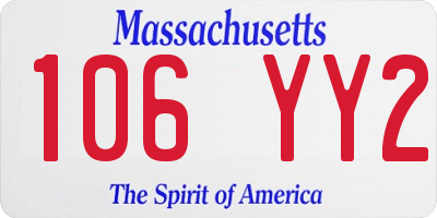 MA license plate 106YY2