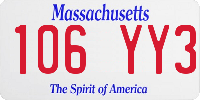 MA license plate 106YY3