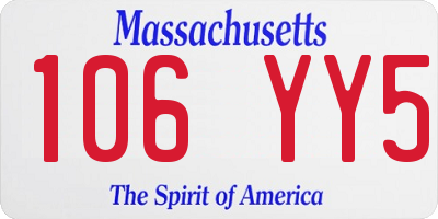 MA license plate 106YY5