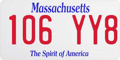 MA license plate 106YY8