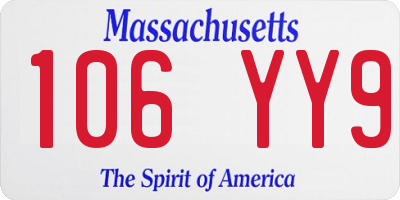 MA license plate 106YY9