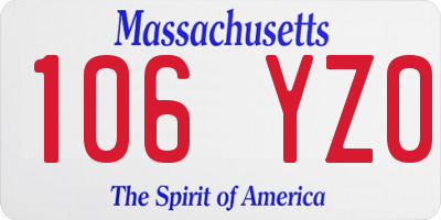 MA license plate 106YZ0