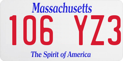 MA license plate 106YZ3