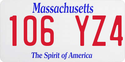 MA license plate 106YZ4