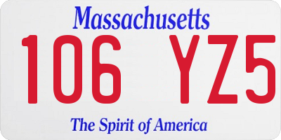 MA license plate 106YZ5