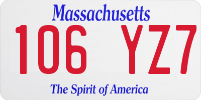 MA license plate 106YZ7