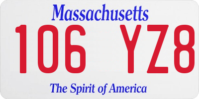 MA license plate 106YZ8