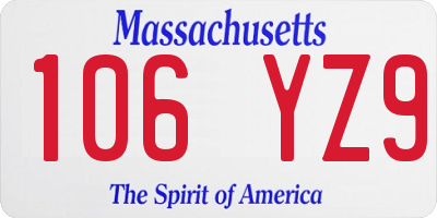 MA license plate 106YZ9