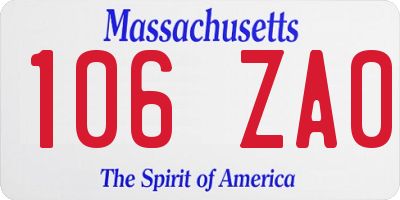 MA license plate 106ZA0