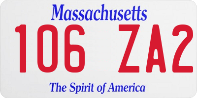 MA license plate 106ZA2