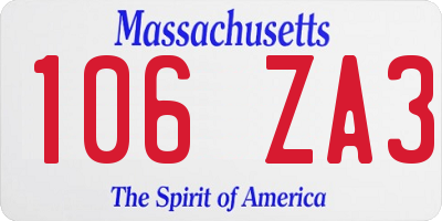 MA license plate 106ZA3