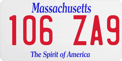 MA license plate 106ZA9