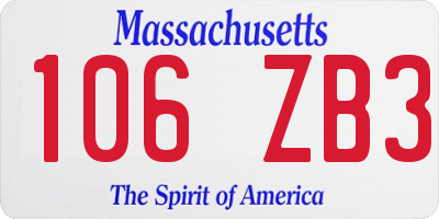 MA license plate 106ZB3
