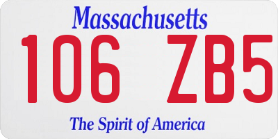 MA license plate 106ZB5