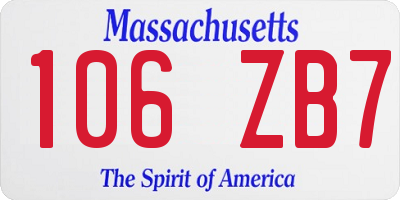 MA license plate 106ZB7
