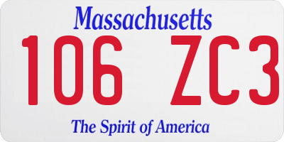 MA license plate 106ZC3