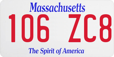 MA license plate 106ZC8