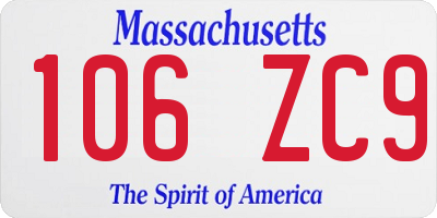 MA license plate 106ZC9