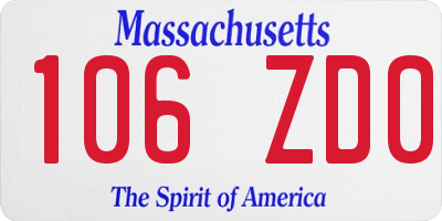 MA license plate 106ZD0